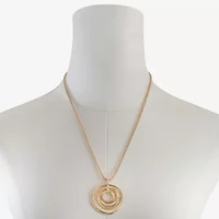 Liz Claiborne Gold Tone Orbital Womens 21 Inch Pendant Necklace