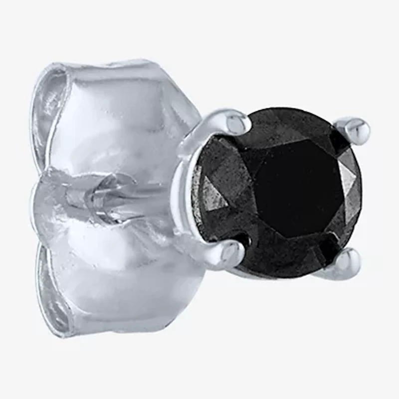 Womens 1/4 CT. Natural Black Diamond 10K White Gold Round Single Earring