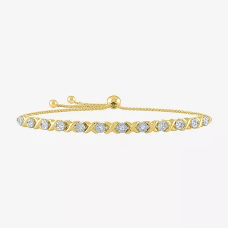 Yes, Please! Womens 1/10 CT. T.W. Natural White Diamond 14K Gold Over Silver Bolo Bracelet