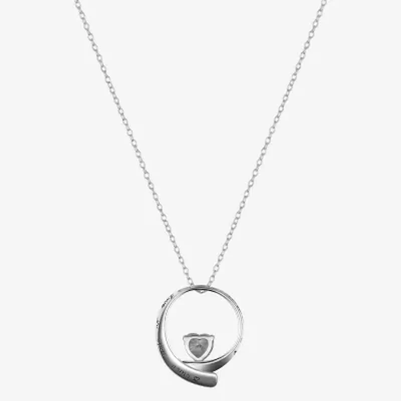 Footnotes Grandmothers Love Womens Cubic Zirconia Sterling Silver Round 16 Inch Pendant Necklace