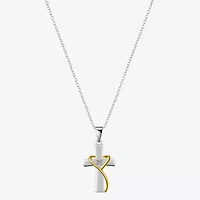 Footnotes Womens Cubic Zirconia Sterling Silver Cross Heart 16 Inch Pendant Necklace