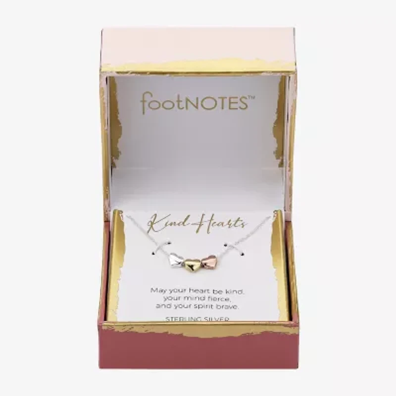 Footnotes Triple Womens Sterling Silver Heart 16 Inch Pendant Necklace