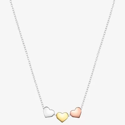 Footnotes Triple Womens Sterling Silver Heart 16 Inch Pendant Necklace
