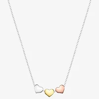 Footnotes Triple Womens Sterling Silver Heart 16 Inch Pendant Necklace