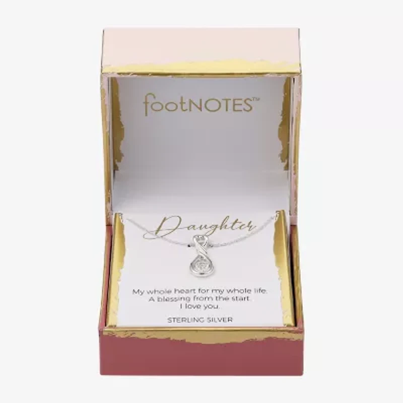 Footnotes Charm Womens Cubic Zirconia Sterling Silver Heart 16 Inch Pendant Necklace