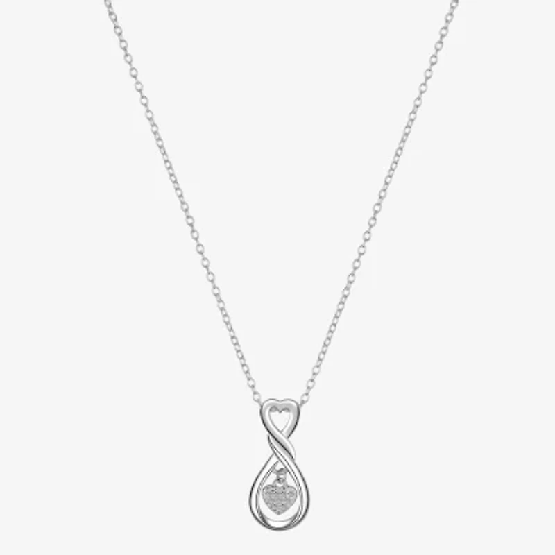 Footnotes Charm Womens Cubic Zirconia Sterling Silver Heart 16 Inch Pendant Necklace