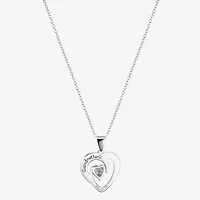 Footnotes Grandma Womens Cubic Zirconia Sterling Silver Heart 16 Inch Pendant Necklace