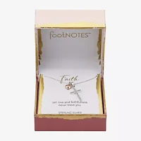 Footnotes Womens Cubic Zirconia Sterling Silver Cross Heart 16 Inch Pendant Necklace