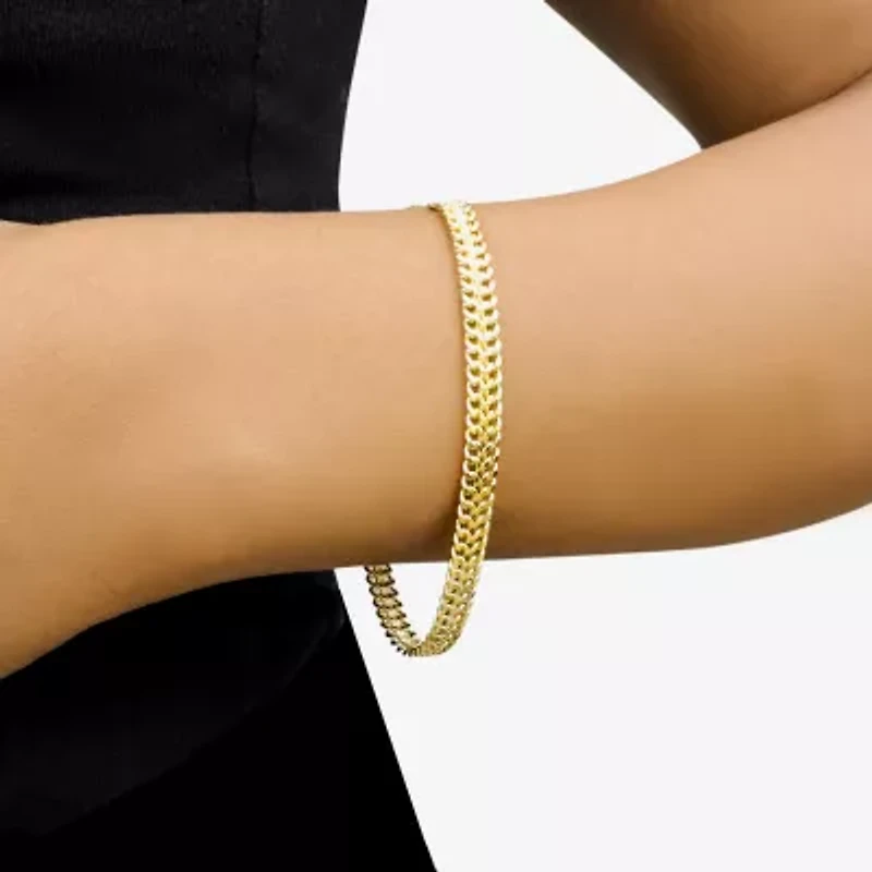 Womens 10K Gold Hollow 7.5 Inch Link Bracelet