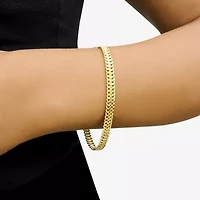 Womens 10K Gold Hollow 7.5 Inch Link Bracelet