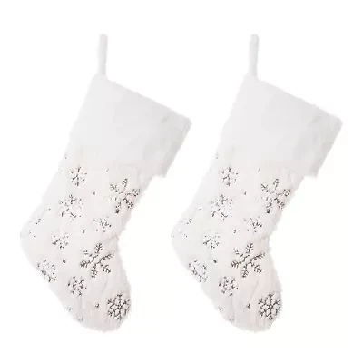 Glitzhome 2pc Plush Christmas Stocking