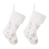 Glitzhome 2pc Plush Christmas Stocking