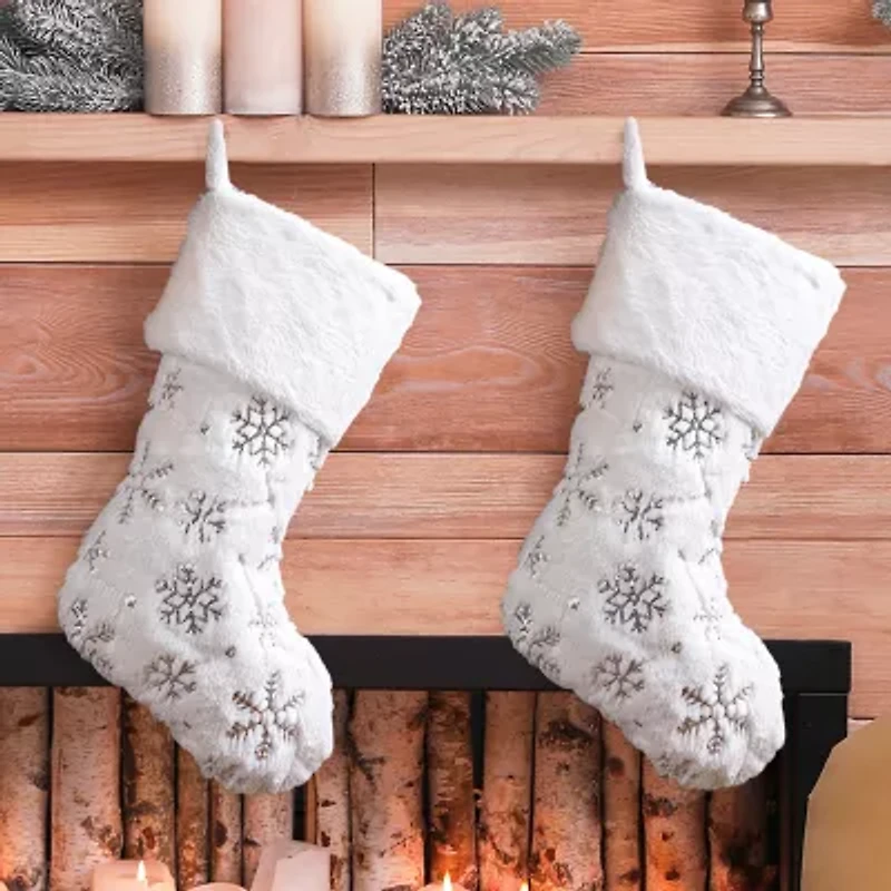 Glitzhome 2pc Plush Christmas Stocking