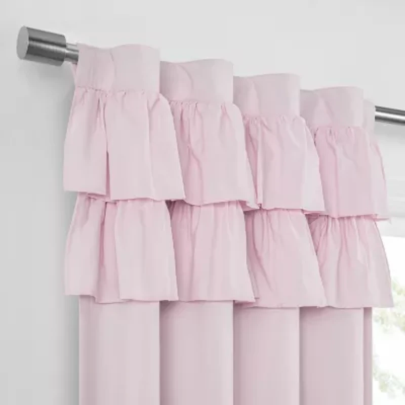 Under the Stars Kids Hayden Ruffle Rod Pocket Back Tab Energy Saving 100% Blackout Single Curtain Panel
