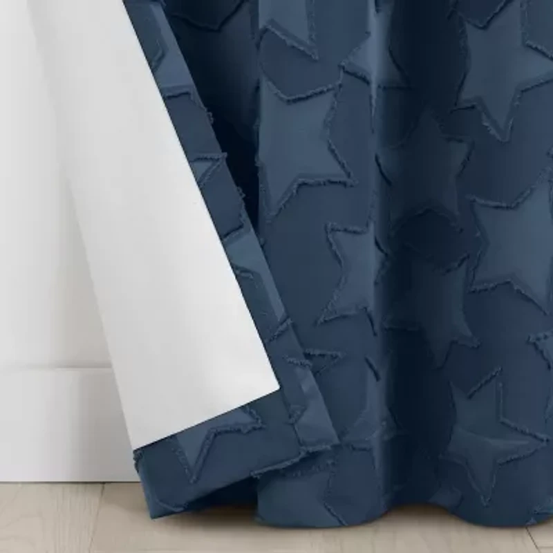Under the Stars Kids Hayden Clip Star Rod Pocket Back Tab Energy Saving 100% Blackout Single Curtain Panel