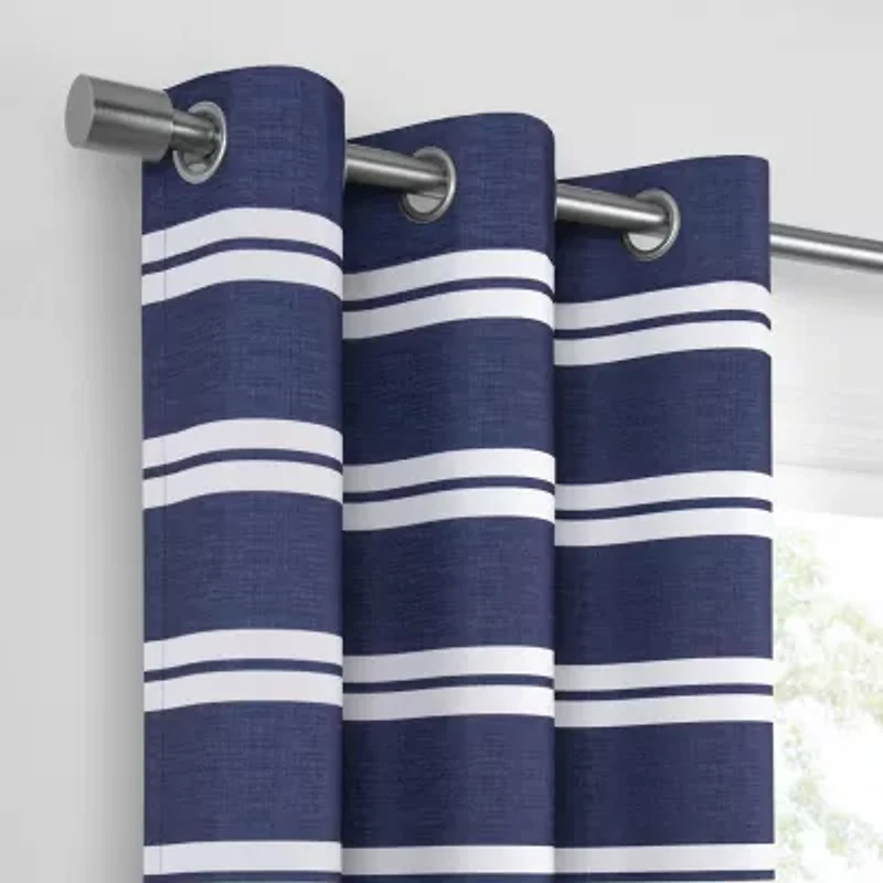 Under the Stars Kids Hayden Stripe Grommet Top Energy Saving 100% Blackout Single Curtain Panel