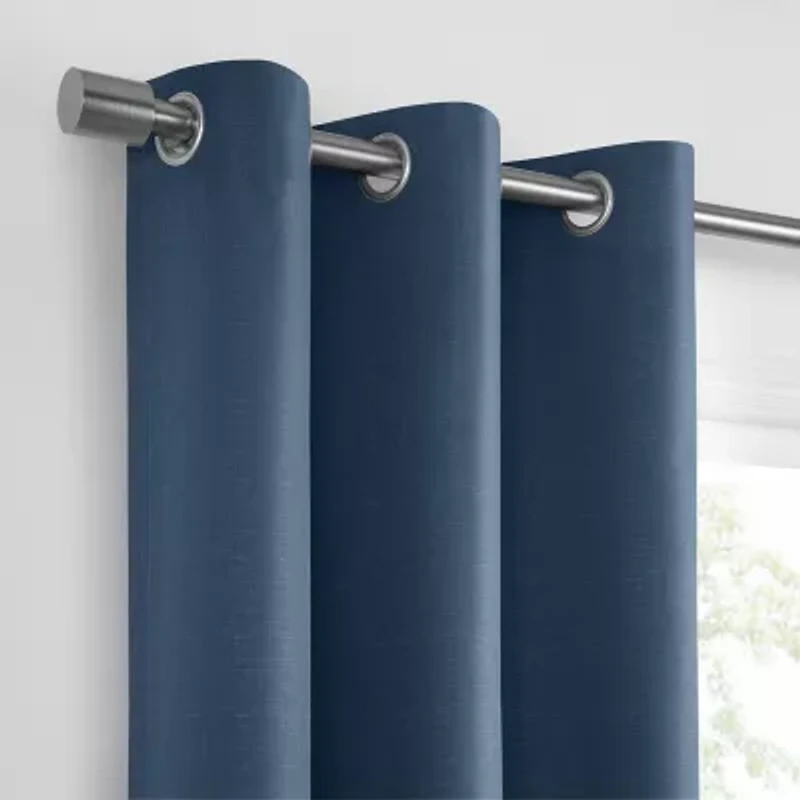 Under the Stars Kids Hayden Textured Grommet Top Energy Saving 100% Blackout Single Curtain Panel