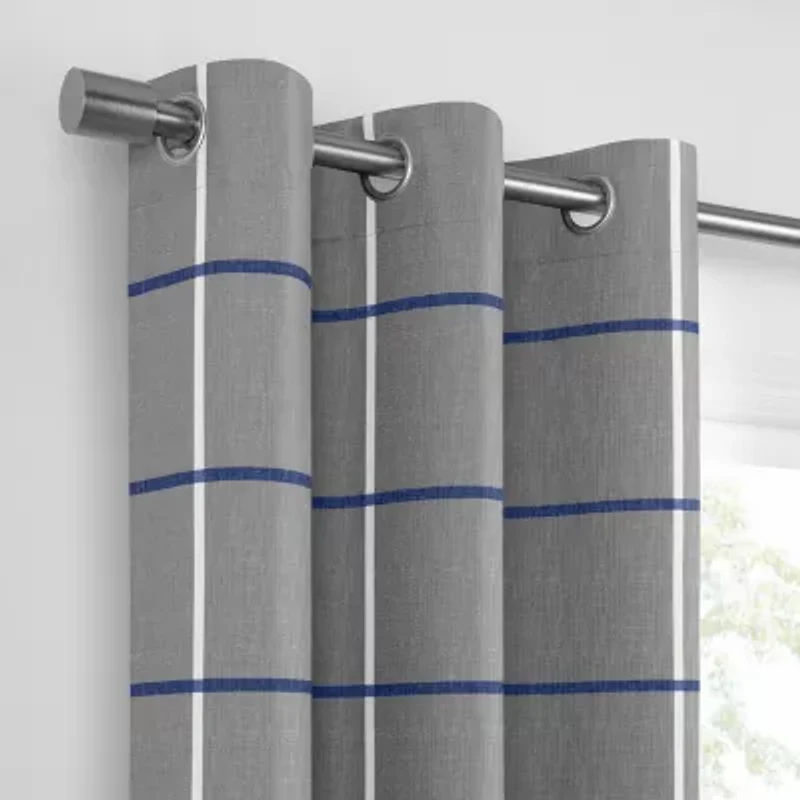 Under the Stars Kids Hayden Plaid Grommet Top Energy Saving 100% Blackout Single Curtain Panel
