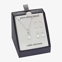 Sparkle Allure Womens Cubic Zirconia Pure Silver Over Brass Hypoallergenic 4-pc. Jewelry Set