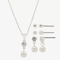 Sparkle Allure Womens Cubic Zirconia Pure Silver Over Brass Hypoallergenic 4-pc. Jewelry Set