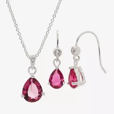 Sparkle Allure Womens Red Cubic Zirconia Pure Silver Over Brass Hypoallergenic 2-pc. Jewelry Set