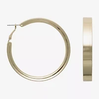Bold Elements Gold Tone Thick Womens 58mm Hoop Earrings