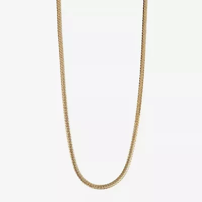 14K Gold Hollow Herringbone Chain Necklace