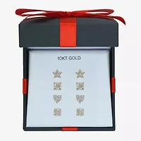 10K Gold 4 Pair Earring Set