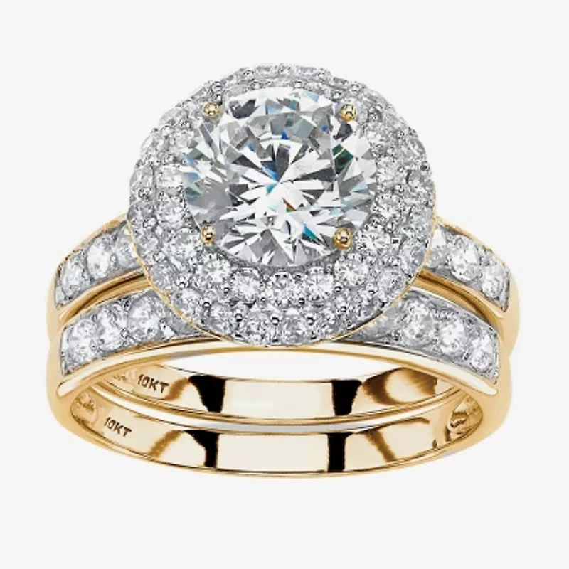 DiamonArt® Womens White Cubic Zirconia 10K Gold Bridal Set