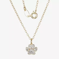 Sparkle Allure Paw Womens White Diamond Accent Pure Silver Over Bronze 18 Inch Pendant Necklace