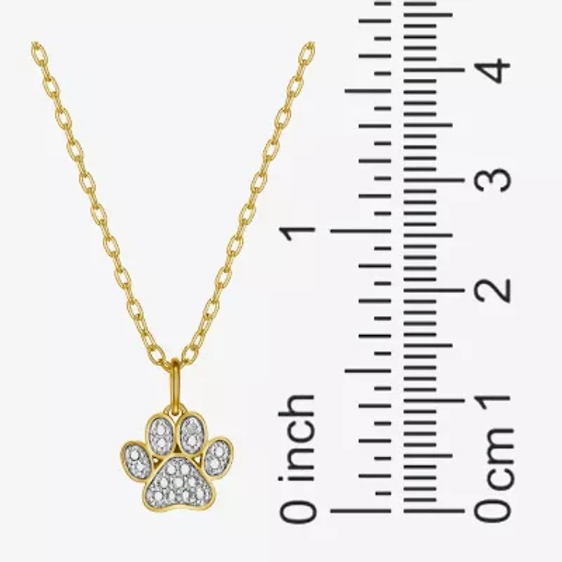 Sparkle Allure Paw Womens White Diamond Accent Pure Silver Over Bronze 18 Inch Pendant Necklace