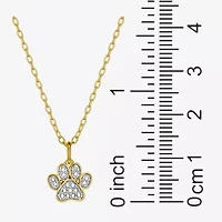 Sparkle Allure Paw Womens White Diamond Accent Pure Silver Over Bronze 18 Inch Pendant Necklace