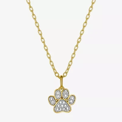 Sparkle Allure Paw Womens White Diamond Accent Pure Silver Over Bronze 18 Inch Pendant Necklace