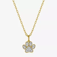 Sparkle Allure Paw Womens White Diamond Accent Pure Silver Over Bronze 18 Inch Pendant Necklace