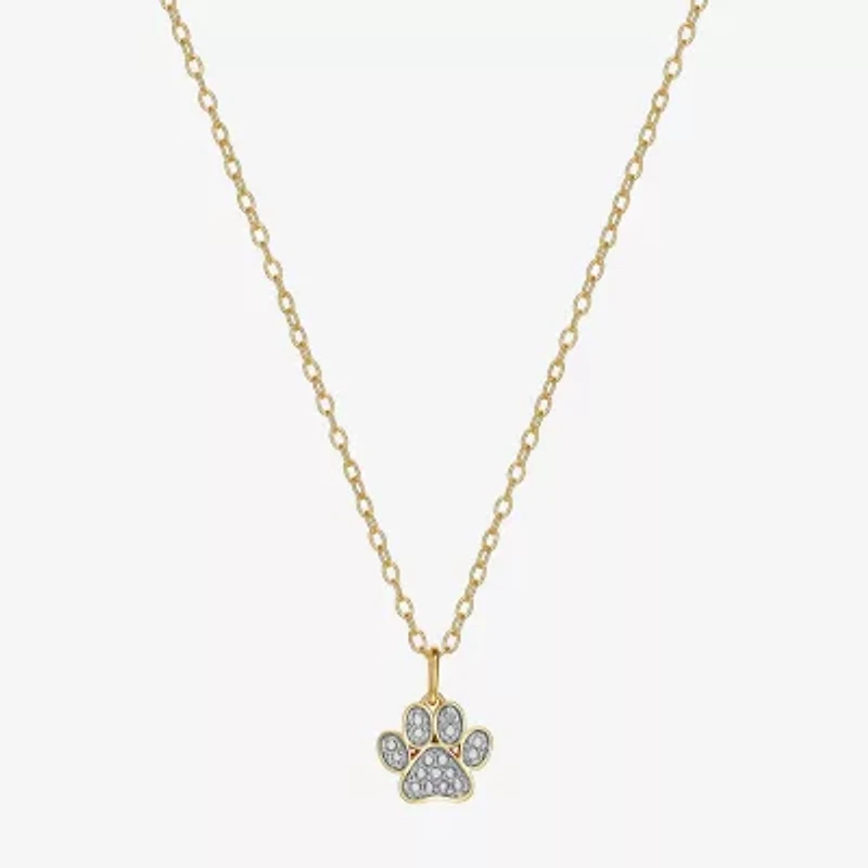 Sparkle Allure Paw Womens White Diamond Accent Pure Silver Over Bronze 18 Inch Pendant Necklace