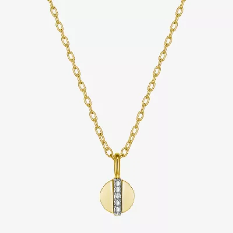Sparkle Allure Womens White Diamond Accent Pure Silver Over Bronze 18 Inch Pendant Necklace