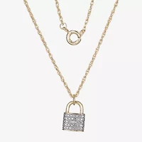 Sparkle Allure Padlock Womens White Diamond Accent Pure Silver Over Bronze 18 Inch Pendant Necklace