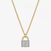 Sparkle Allure Padlock Womens White Diamond Accent Pure Silver Over Bronze 18 Inch Pendant Necklace