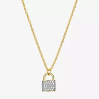Sparkle Allure Padlock Womens White Diamond Accent Pure Silver Over Bronze 18 Inch Pendant Necklace