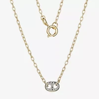 Sparkle Allure Womens White Diamond Accent Pure Silver Over Bronze Oval 18 Inch Pendant Necklace