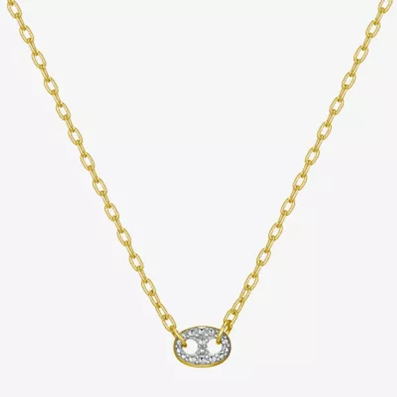 Sparkle Allure Womens White Diamond Accent Pure Silver Over Bronze Oval 18 Inch Pendant Necklace