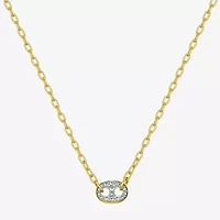 Sparkle Allure Womens White Diamond Accent Pure Silver Over Bronze Oval 18 Inch Pendant Necklace