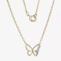 Sparkle Allure Womens White Diamond Accent Pure Silver Over Bronze Butterfly 18 Inch Pendant Necklace