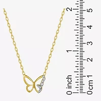 Sparkle Allure Womens White Diamond Accent Pure Silver Over Bronze Butterfly 18 Inch Pendant Necklace