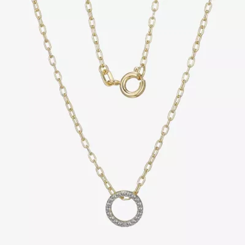 Sparkle Allure Womens White Diamond Accent Pure Silver Over Bronze Round 18 Inch Pendant Necklace