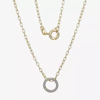 Sparkle Allure Womens White Diamond Accent Pure Silver Over Bronze Round 18 Inch Pendant Necklace