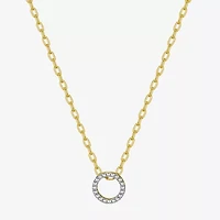 Sparkle Allure Womens White Diamond Accent Pure Silver Over Bronze Round 18 Inch Pendant Necklace