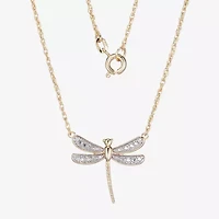 Sparkle Allure Dragonfly Womens White Diamond Accent Pure Silver Over Bronze 18 Inch Pendant Necklace