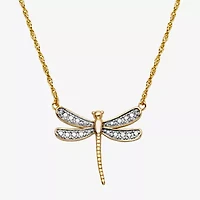 Sparkle Allure Dragonfly Womens White Diamond Accent Pure Silver Over Bronze 18 Inch Pendant Necklace