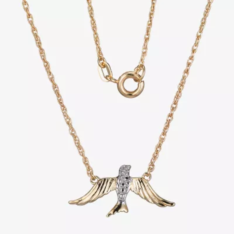 Sparkle Allure Bird Womens White Diamond Accent Pure Silver Over Bronze 18 Inch Pendant Necklace